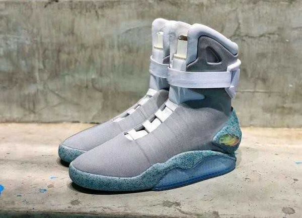 

2023 limited sale automatic laces shoes air mag sneakers marty mcfly's led back to the future glow in the dark gray mcflys man sports u, Black
