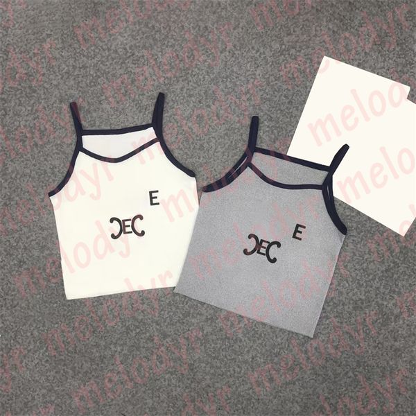 

women vest letter print sling tank fashion designer tight knitted crop, Black;white