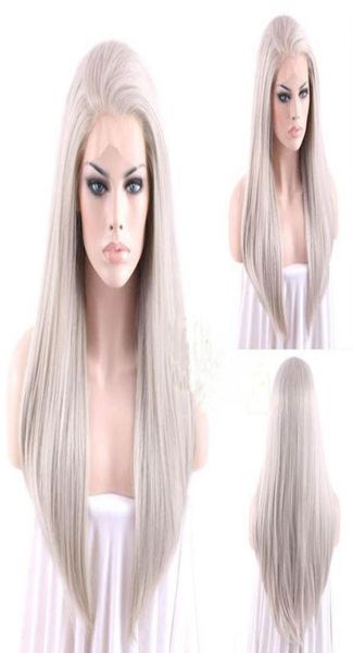 

mhazel long straight many color straight glueless front wig part blondebrowngrey hair wig8525820, Black