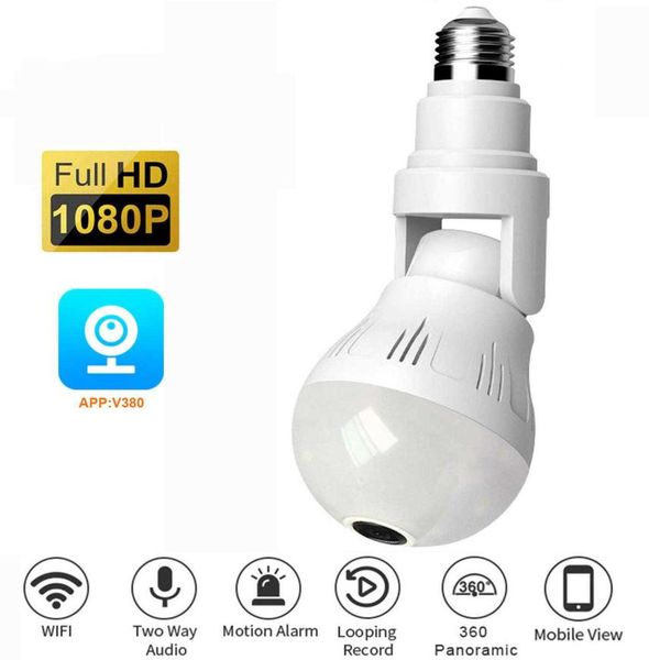 

2mp wifi panorama camera security lamp panoramic bulb cctv video wireless ip camera surveillance fisheye hd night vision camera h06977152
