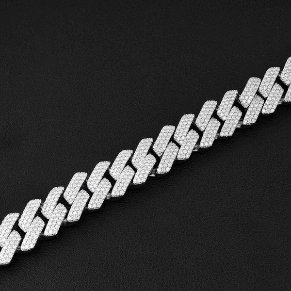 

miami 925 sterling silver hip hop necklace diamond jewelry iced out moissanite 925 sterling silver cuban chain
