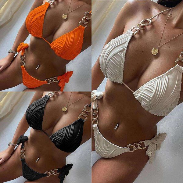 

wave cloth metal ring banded bikini way womens swimsuit, White;black