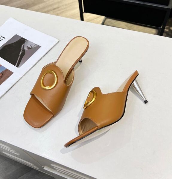 

women designer blondie slide slippers round interlocking g gold toned hardware leather sole flat mule buckle wedge beach sandals size 35-42, Black