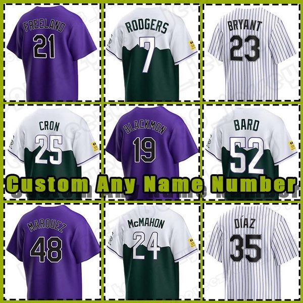 

23 kris bryant baseball jersey 19 charlie blackmon rockies brendan rodgers kyle and colorado c.j. cron yonathan daza german marquez nolan jo, Blue;black