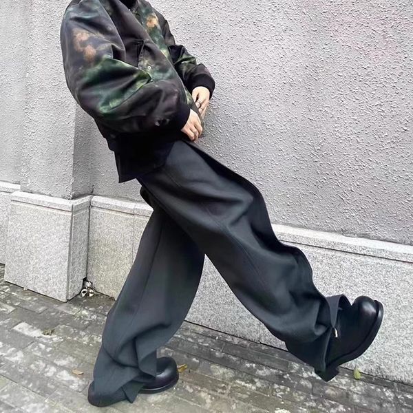 

streetwear straight baggy suit pants men's wide leg black cargos loose oversized trousers, Black;brown