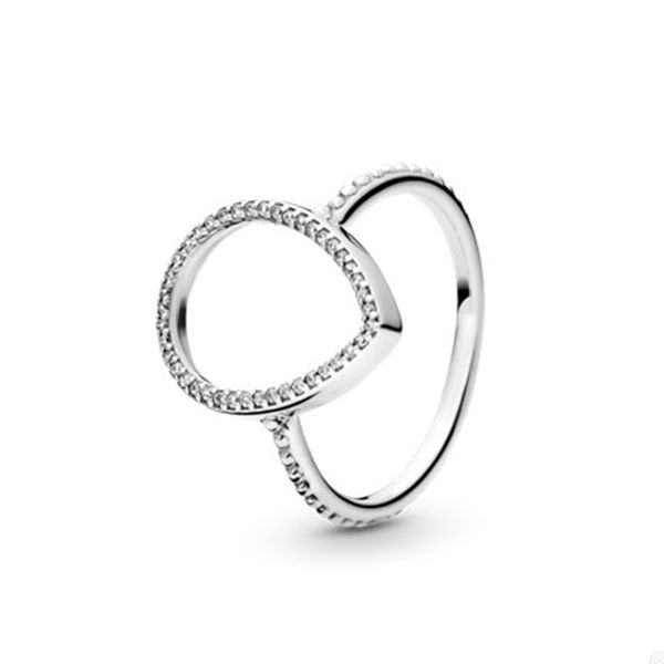 

teardrop silhouetete ring for pandora authentic sterling silver wedding party jewelry designer rings for women girls crystal diamond love ri, Slivery;golden