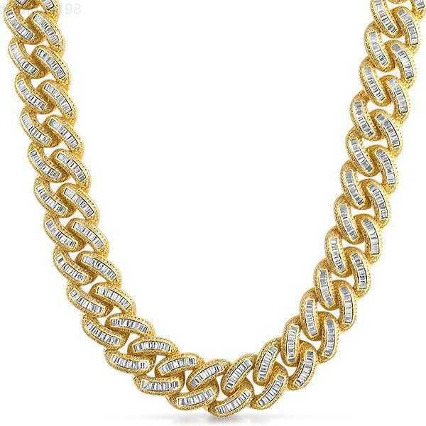 

18mm iced out silver hip hop cuban chain baguette vvs1 moissanite miami cuban link chain necklace