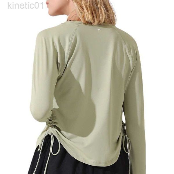 

designer lululemens women jacket original fitness long sleeved coat women's sports cover up slim fit drawstring dance yoga running quic, Black;brown