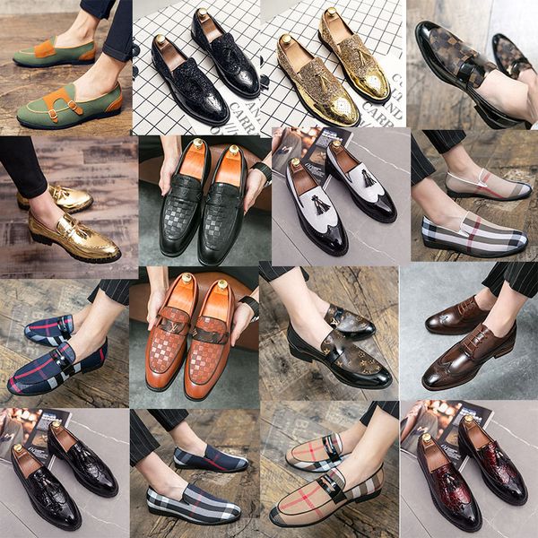 

luxury brand premium print leffer shoes for men comfortable low heel pointed black brown g leather shoes office business versatile shoes siz