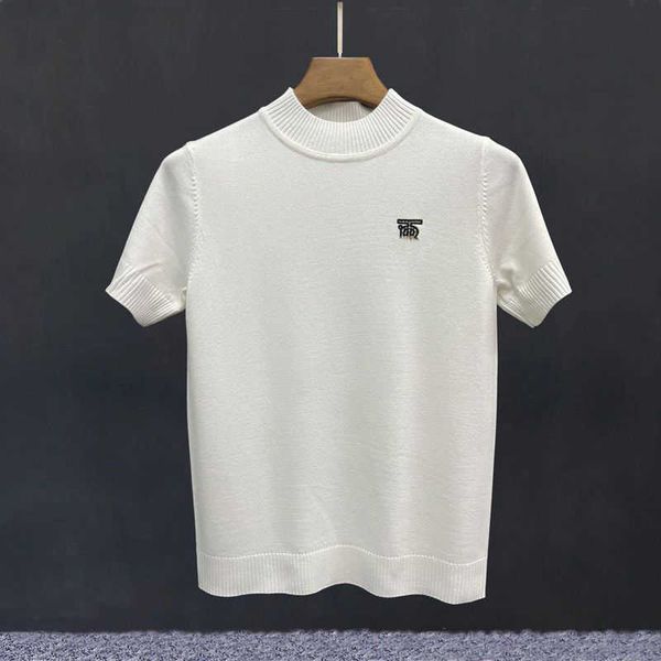 

burb designer men's tees & polos tb embroidery knitted t shirt round neck short sleeved tshirt men women fashion sweatshirt mens casual, White;black