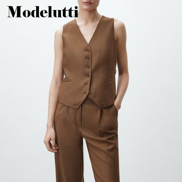 

tanks modelutti 2023 new spring autumn fashion sleeveless suit vest commute style women vintage solid color simple casual female, Black;white