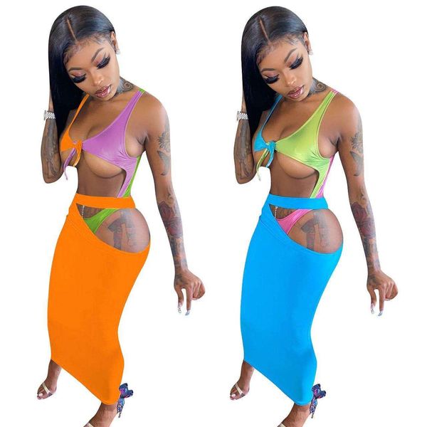 

womens multi color mosaic one piece swimsuit beach skirt suit, White;black