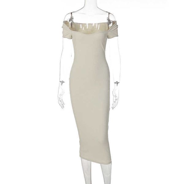 

style 2023 ins summer item women's new one line collar ribbed long slim fitting dressh87m 3yb0h, White;black