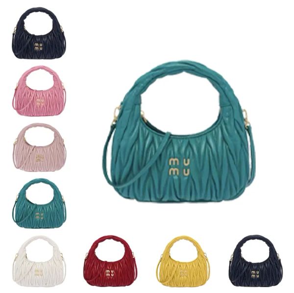 

5a women's miu underarm hobo clutch bags luxury classic wander matelasse gold logo with shoulder strap genuine leather crossbody tote m