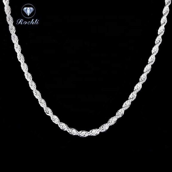 

925 sterling silver necklace silver plated rope chain 925 necklace silver
