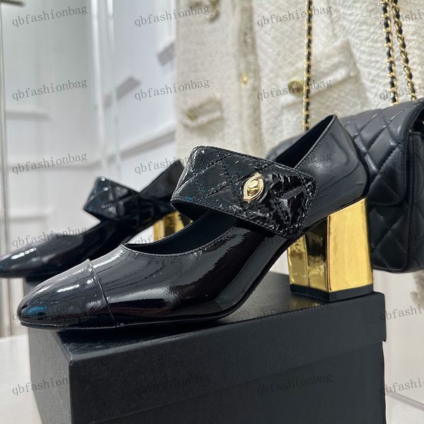 

designer womens dress shoes classic diamond plaid round head patent leather splicing dress shoes metal hardware c buckle office casual shoe, Black