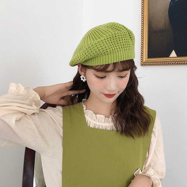 

berets women's spring and french girl solid color fashion autumn winter women's flat hat felt beret g220612, Blue;gray