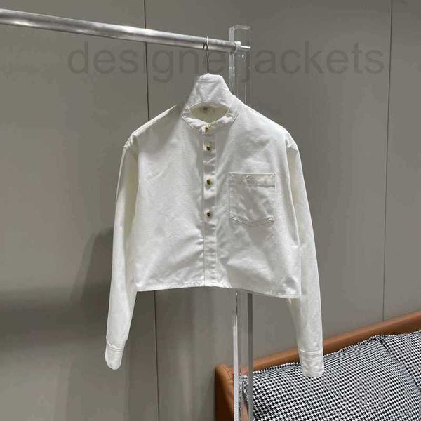 

women's blouses & shirts designer 23 summer new commuter style simple and fashionable reduced age pocket embroidered triumphal arch sta, White