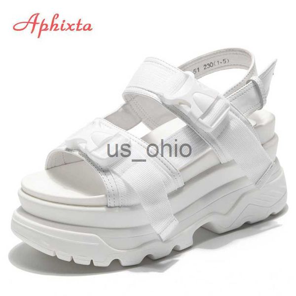 

sandals aphixta platform shoes women sandals wedge heels height increaming summer buckle thick soled beach canvas sandals big size 43 j23061, Black