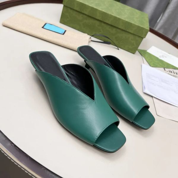 

casual shoes dress sandals summer women fish mouth slippers luxury calfskin shoes multicolor high heel 2.5cm designers shoe designer 35-40, Black
