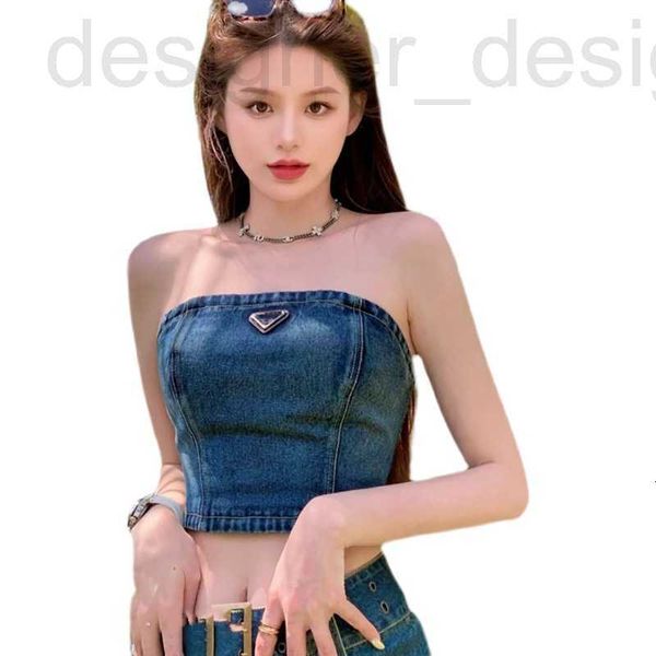 

women's t-shirt designer womens designers t shirts underwear with metal triangle badge deep denim tube women clothing c8ji, White