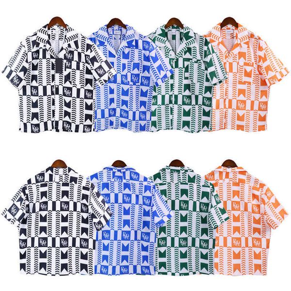 

rh short sleeved shirts mens casual shirt ude designer shirt digital printed hawaiian beach vacation shirts men women summer tshirt, White;black