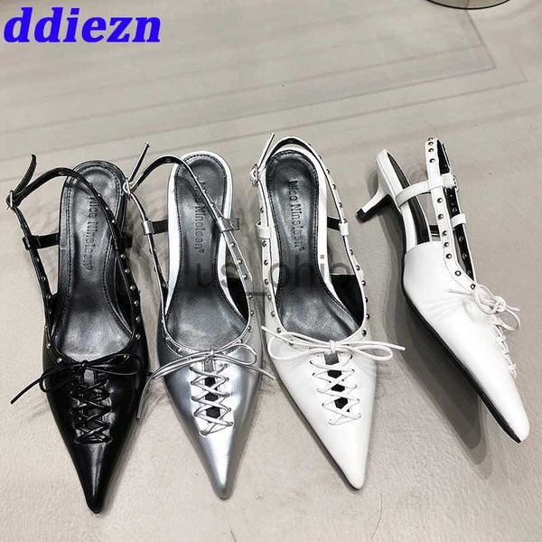 

sandals heeled shoes for ladies sandals slides female slingbacks 2023 fashion pointed toe woman pumps medium high heels shoes j230612, Black