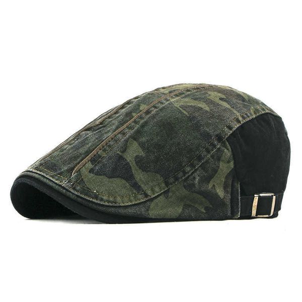 

berets cotton spring camouflage printing beret men's flat women's paint hat g220612, Blue;gray