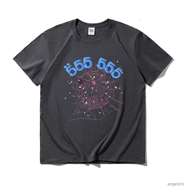 

sp5der 555555 angel number graphic print t shirts spider web pattern tee shirt men women pure cotton tshirt 871l, White;black