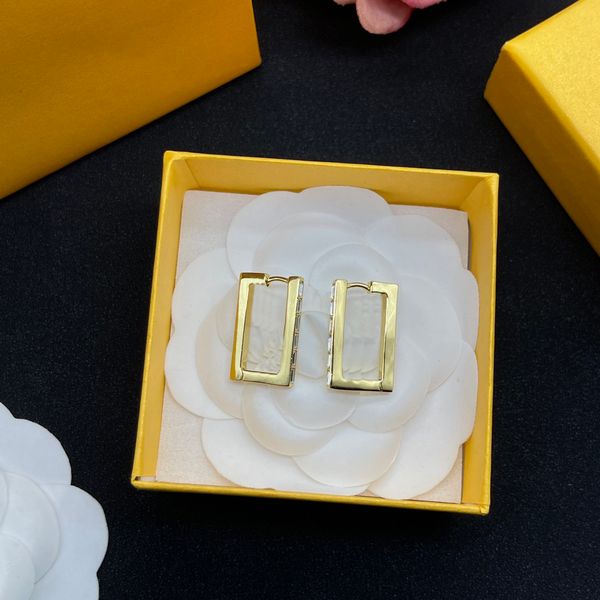 

designer earring letter f logo stud earing luxury women fashion hoop jewelry metal earring, Golden;silver