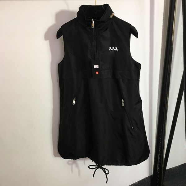 

classic hooded vest dresses creative pocket designer jackets fashion letters print female dress black sleeveless skirts clothing
