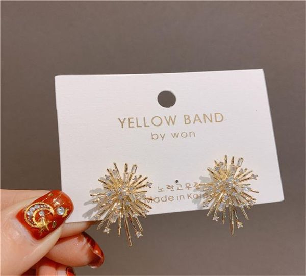 

south korea dongdamen new s925 sier needle fireworks beautiful rhinestone temperament crystal girl earrings7561468, Silver