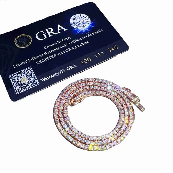 

custom moissanite jewelry hip hop 2mm 10k/18k necklace vvs diamond chain fashion tennis chain, Silver