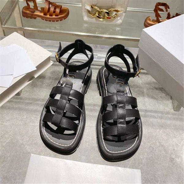 

summer popular women sandals 2023 celinity luxury brand business dress wedding party leather high heels casual flat slippers 01-015, Black