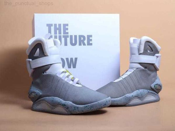 

automatic laces air mag sneakers marty mcfly's led shoes men back to the future glow in the dark gray boots mcflys sneaker with box us7, Black