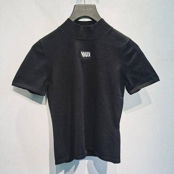 

designer women's t shirts slim-fit knited tshirts for women summer print letter pullover short sleeve t-shirt female crop summer dress, White