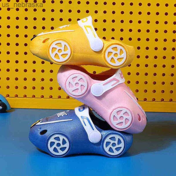 

summer kids sandals slippers for boys girl soft threedimensional shoes home baby flat heels cartoon car sandals toddler slipper g220415 l230, Black;grey