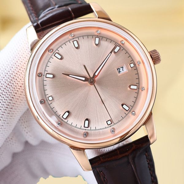 

men watch 42mm automatic mechanical movement watch fashion waterproof business leather designer montre luxes, Slivery;brown