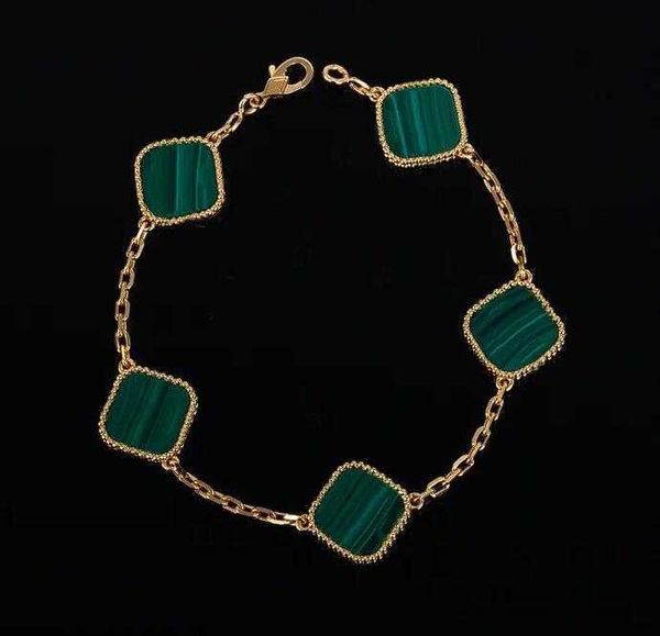 

2023 luxury designer chain bracelet four leaf clover cleef bracelet womens fashion 18k gold bracelets jewelry with box, Black