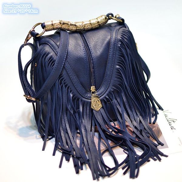 

Factory wholesale ladies shoulder bags 3 colors this year popular solid color leather handbag personalized metal chain punk bag street fashion backpack 9555#, Blue