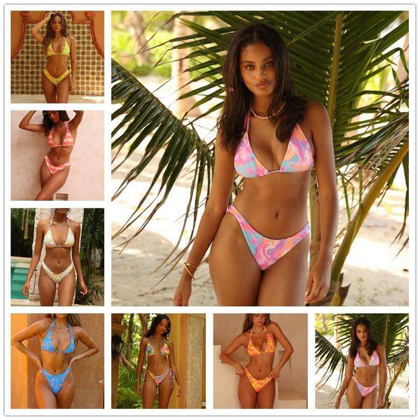 

womens split printed multicolor bikini, White;black