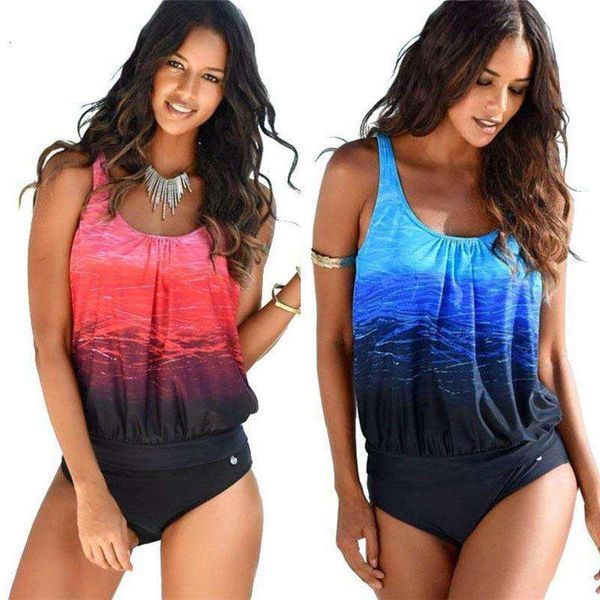 

gradient split swimsuit womens printed bikini plus sized swimwear, White;black