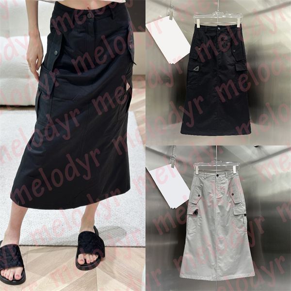 

high wiast skirts fashion designer work dress for women metal triangle split a line skirts, Black