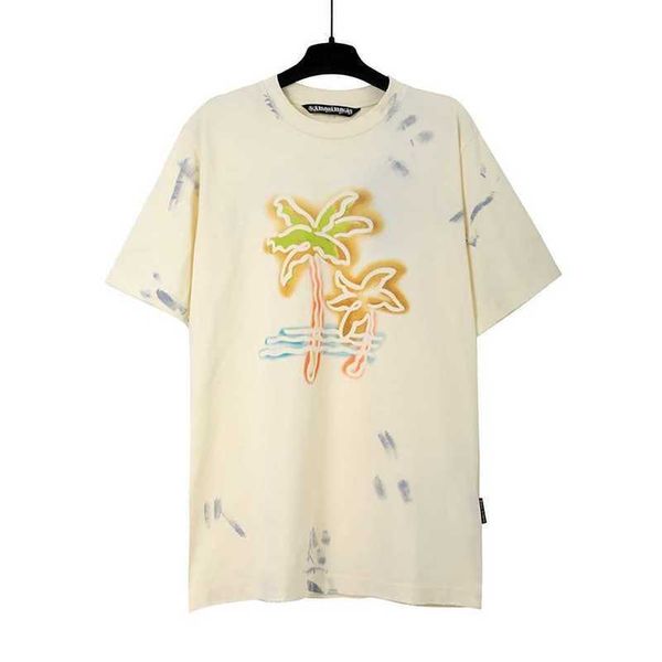 

mens shirts womens t shirt angels short seelve coconut tree graffiti summer graphic tees cotton casual luxury hip hop streetwear oversized, White;black