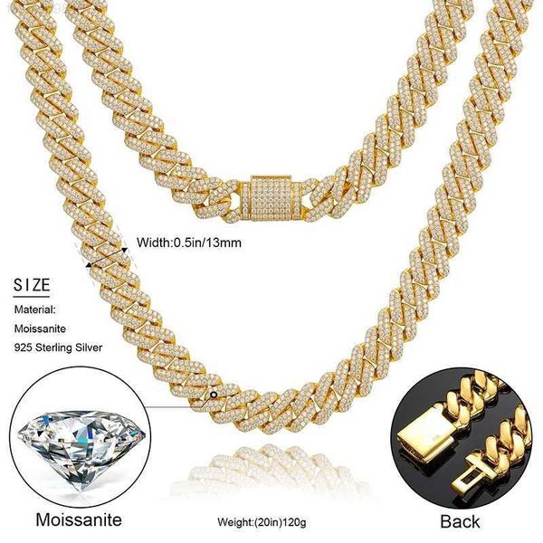 

icejewelry 14mm s925 vvs d color moissanite cuban link chains necklace or bracelets hiphop jewelry for men, Silver