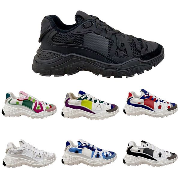 

designer sneakers casual shoes men women luxury brand designer vintage color strip sneaker flat heel brand classic mesh lace-up outdoor runn, Black