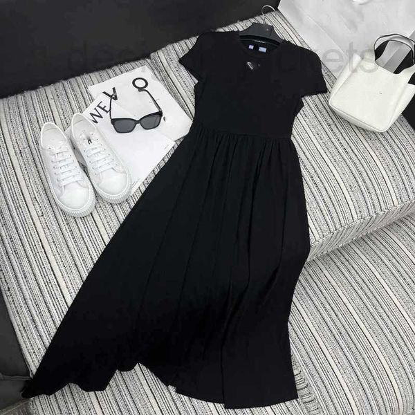 

basic & casual dresses designer 23 summer new commuter style elegant, slim and reduced age inverted triangle decorative short sleeve dress f, Black;gray