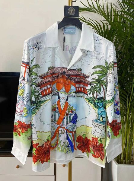 

casablanca silk shirts mens designer shirt luxury clothing european american fashion man casual shirts printed hip hop summer long sleeve ts, White;black