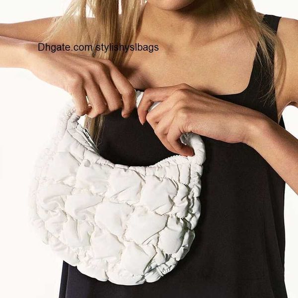 

shoulder bags casual ruched quilted women handbags designer pleated padded small tote bag light weight nylon mini phone purses 2023