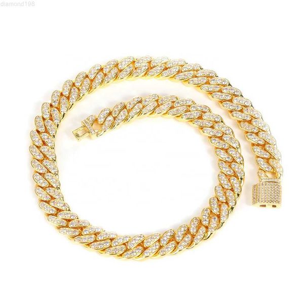 

fashion bling hip hop jewelry 925 sterling silver iced out 10mm moissanite cuban link chain
